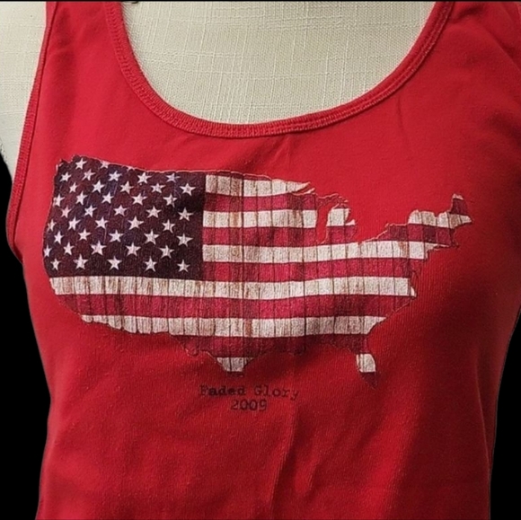 Faded Glory Red Tank Top with USA Flag Design - Picture 2 of 3